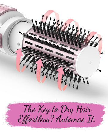 Rotating Hair Dryer Brush Spinning: 2 Size Detachable Brush(2" & 1.5") | 3 Heats & 2 Speeds Plus a Cool Air Setting | Big Buttons Design for Arthritis