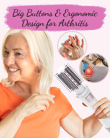 Rotating Hair Dryer Brush Spinning: 2 Size Detachable Brush(2" & 1.5") | 3 Heats & 2 Speeds Plus a Cool Air Setting | Big Buttons Design for Arthritis