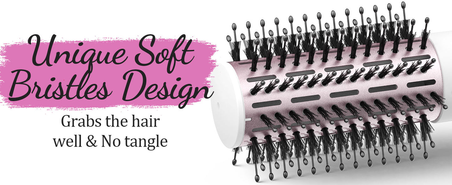 Rotating Hair Dryer Brush Spinning: 2 Size Detachable Brush(2" & 1.5") | 3 Heats & 2 Speeds Plus a Cool Air Setting | Big Buttons Design for Arthritis